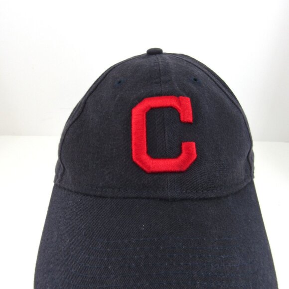 Cleveland Indians New Era Embroidered C Logo Men's Black Adj Strap Back Cap Hat - Picture 1 of 8